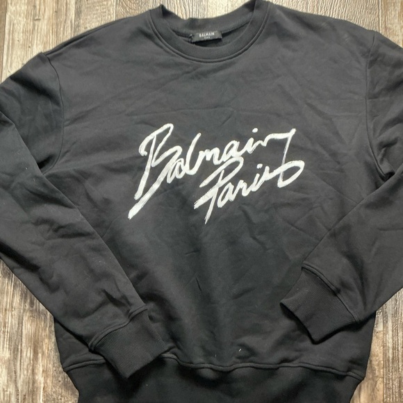 Balmain Black Crewneck Sweater with White Logo Size Small - Picture 12 of 12
